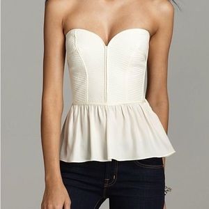 Parker Size M White Parker Strapless Peplum Corset Top